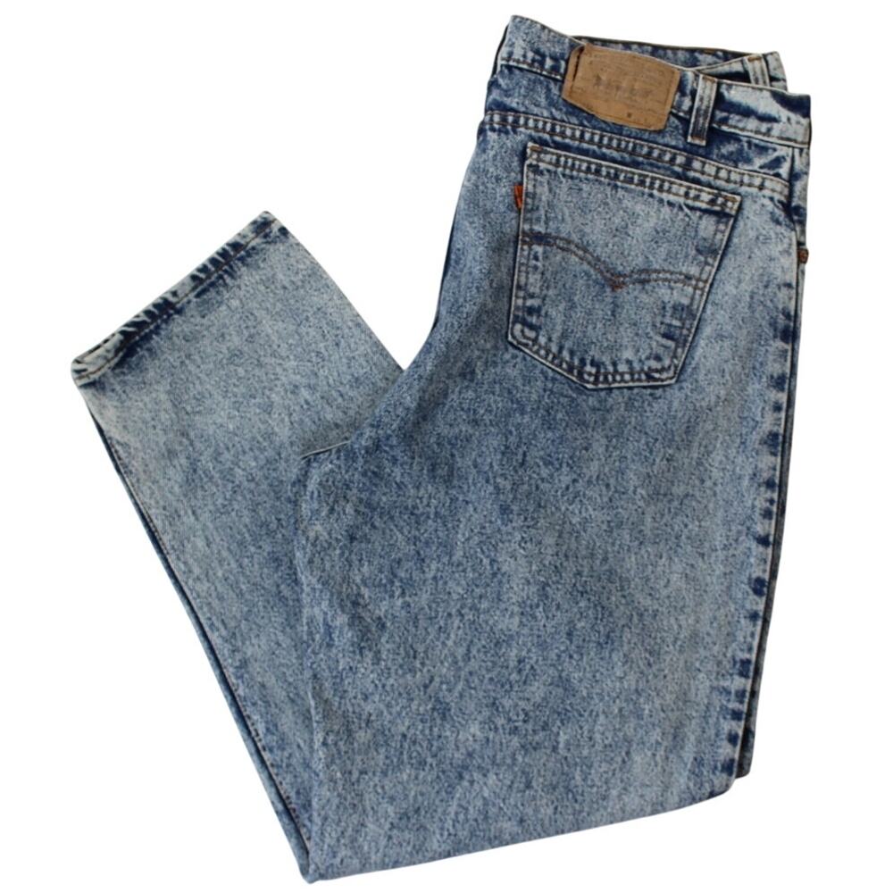 Vintage Levi’s 350 Acid Wash Jeans W42 L30 Made in USA Orange Tab 90s Tapered